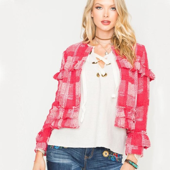 Jack by BB Dakota Jackets & Blazers - (5/$30) ⭐️ BB Dakota Red Plaid Tweed Jacket